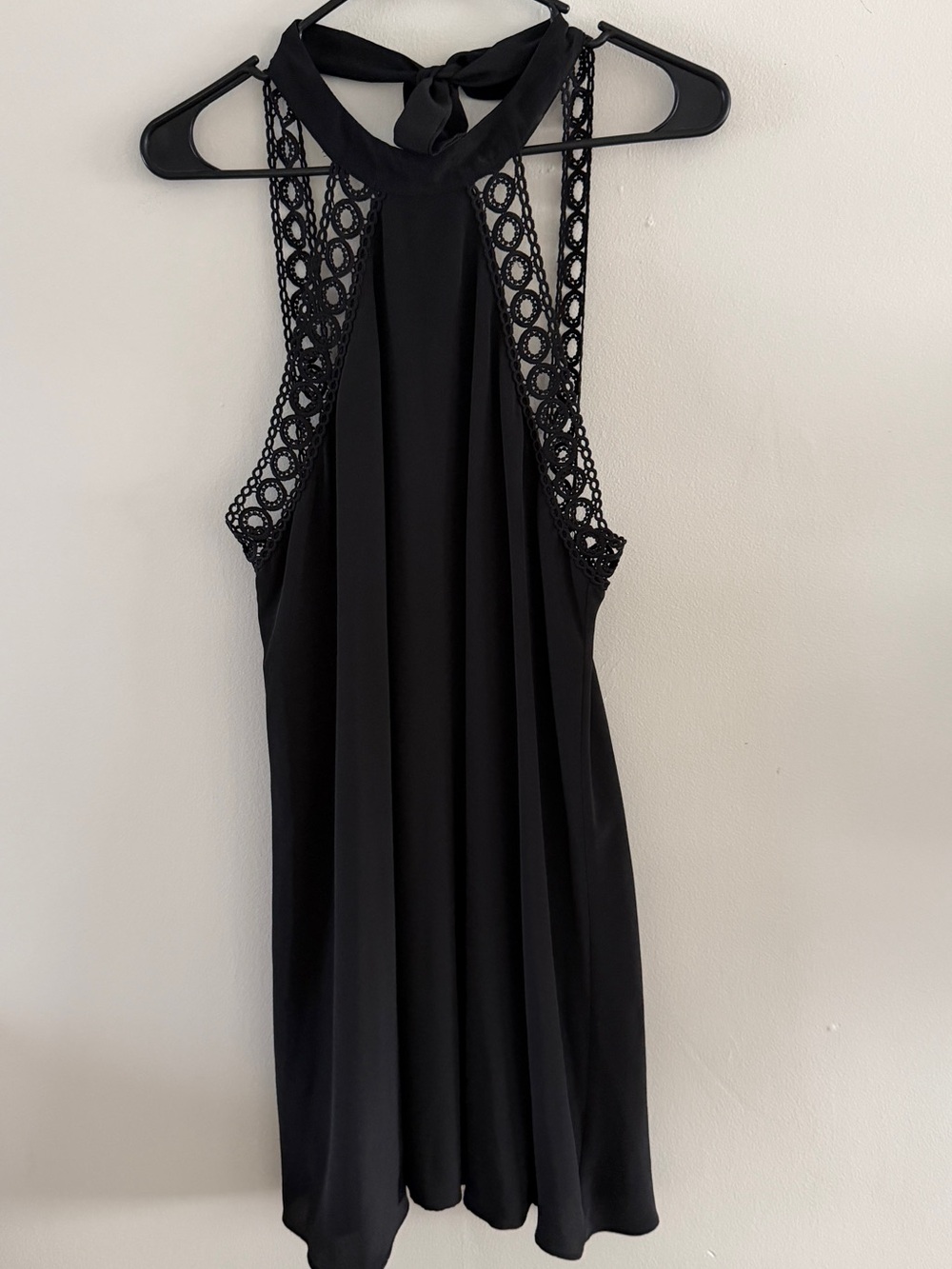 Lulu’s Black Halter Lace-Trim Dress